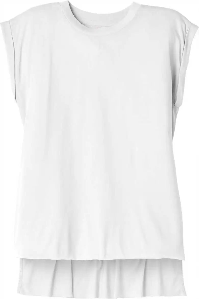 Bella + Canvas 8804 Women’s Flowy Muscle Tee with Rolled Cuffs - White