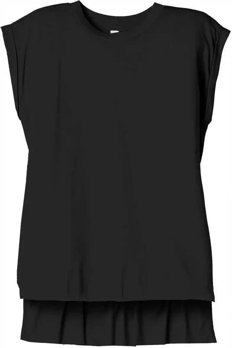 Bella + Canvas 8804 Women’s Flowy Muscle Tee with Rolled Cuffs Black