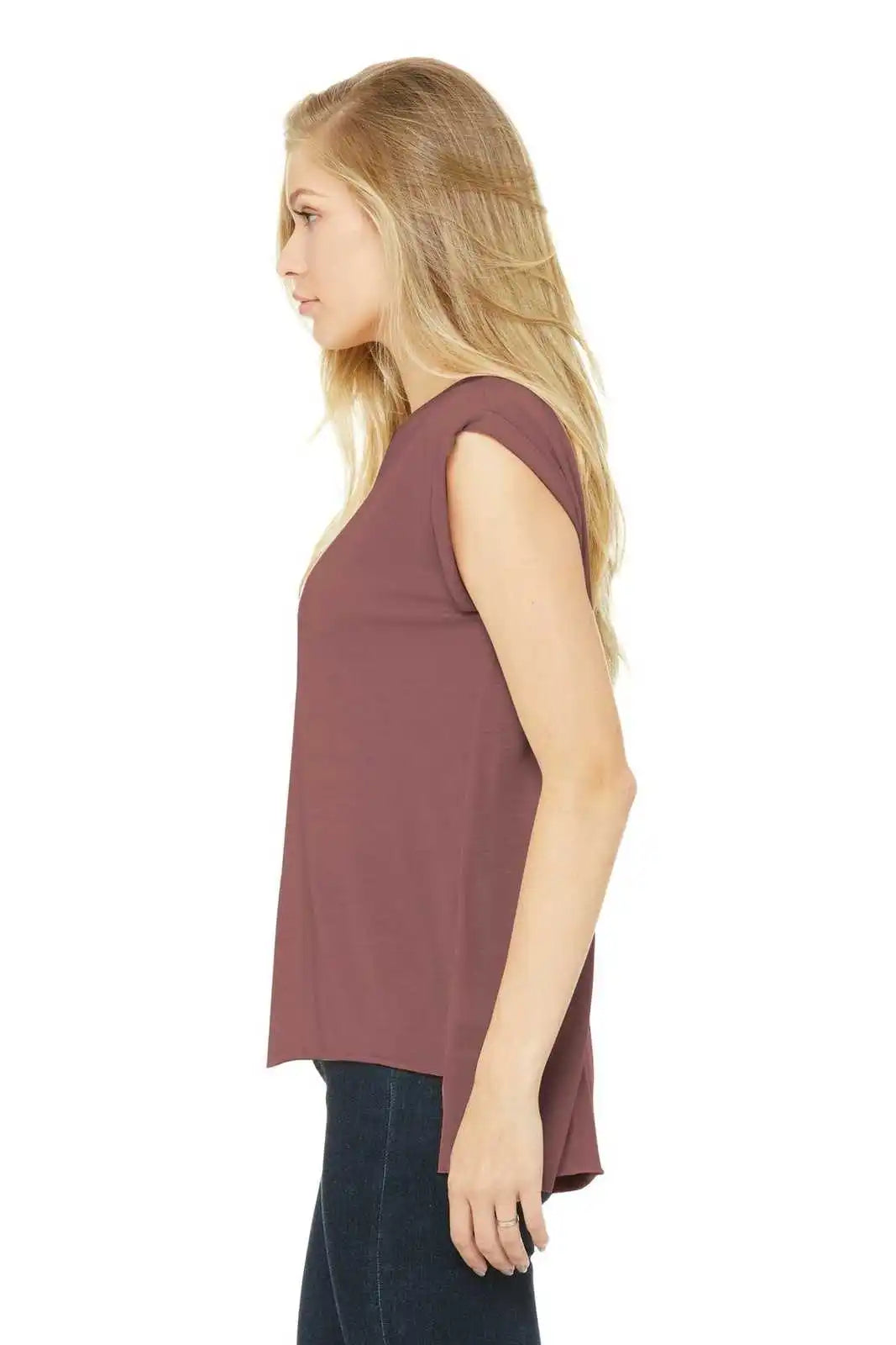 Bella + Canvas 8804 Women’s Flowy Muscle Tee with Rolled Cuffs Mauve