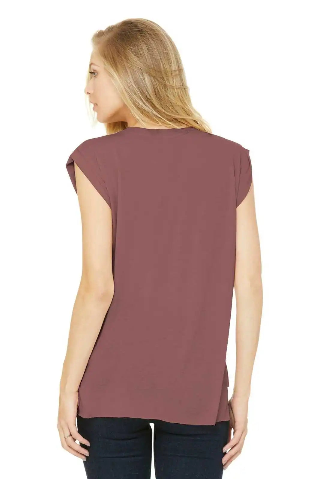 Bella + Canvas 8804 Women’s Flowy Muscle Tee with Rolled Cuffs Mauve