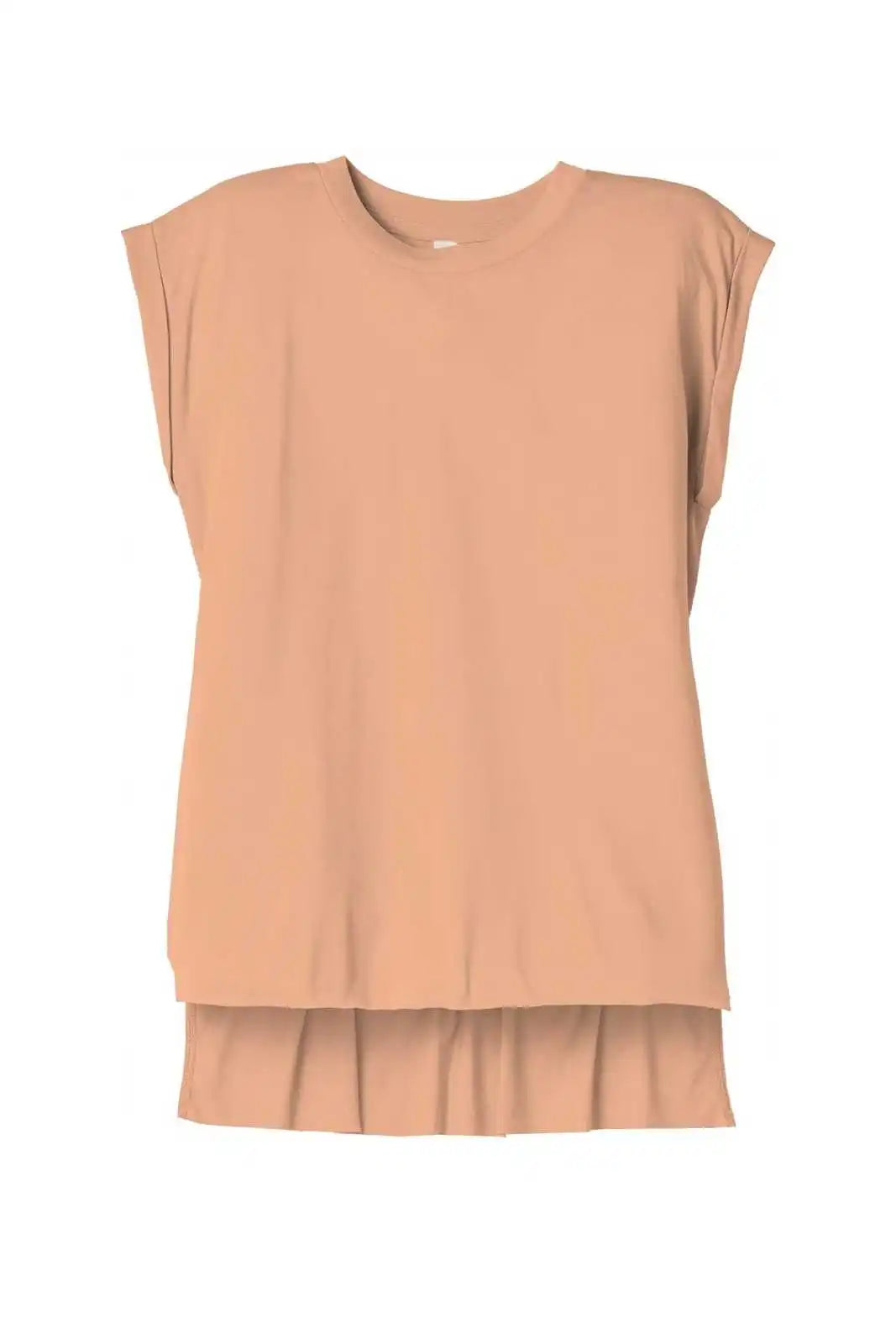 Bella + Canvas 8804 Women’s Flowy Muscle Tee with Rolled Cuffs Peach