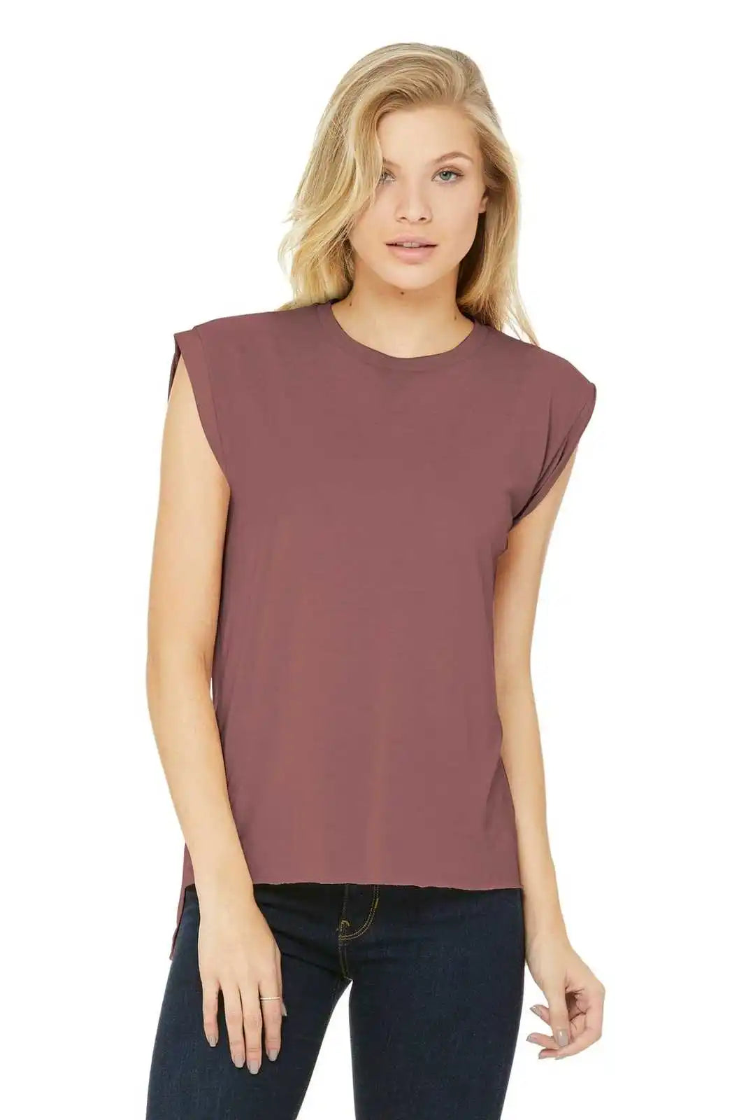 Bella + Canvas 8804 Women’s Flowy Muscle Tee with Rolled Cuffs Mauve
