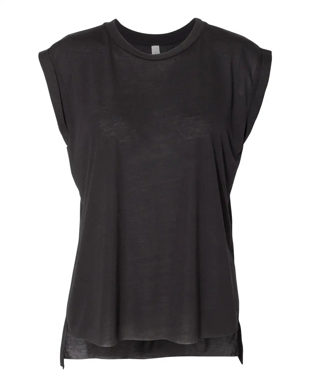 Bella + Canvas 8804 Women’s Flowy Rolled Cuffs Muscle Tee - Black