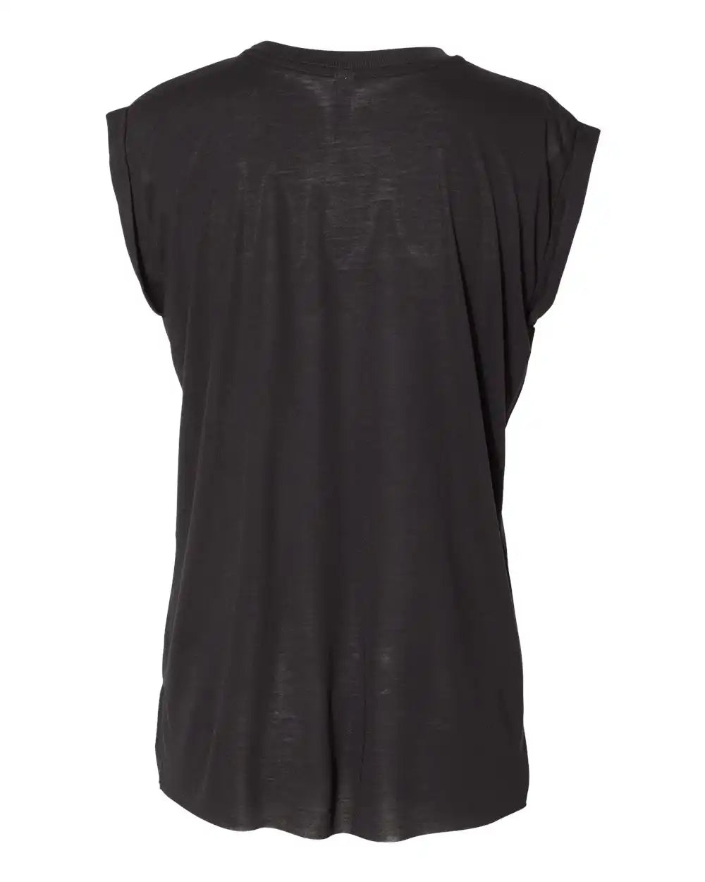 Bella + Canvas 8804 Women’s Flowy Rolled Cuffs Muscle Tee - Black - s