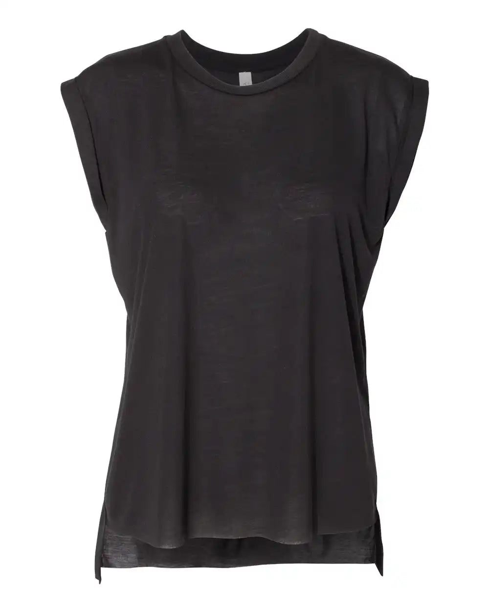 Bella + Canvas 8804 Women’s Flowy Rolled Cuffs Muscle Tee - Black - s