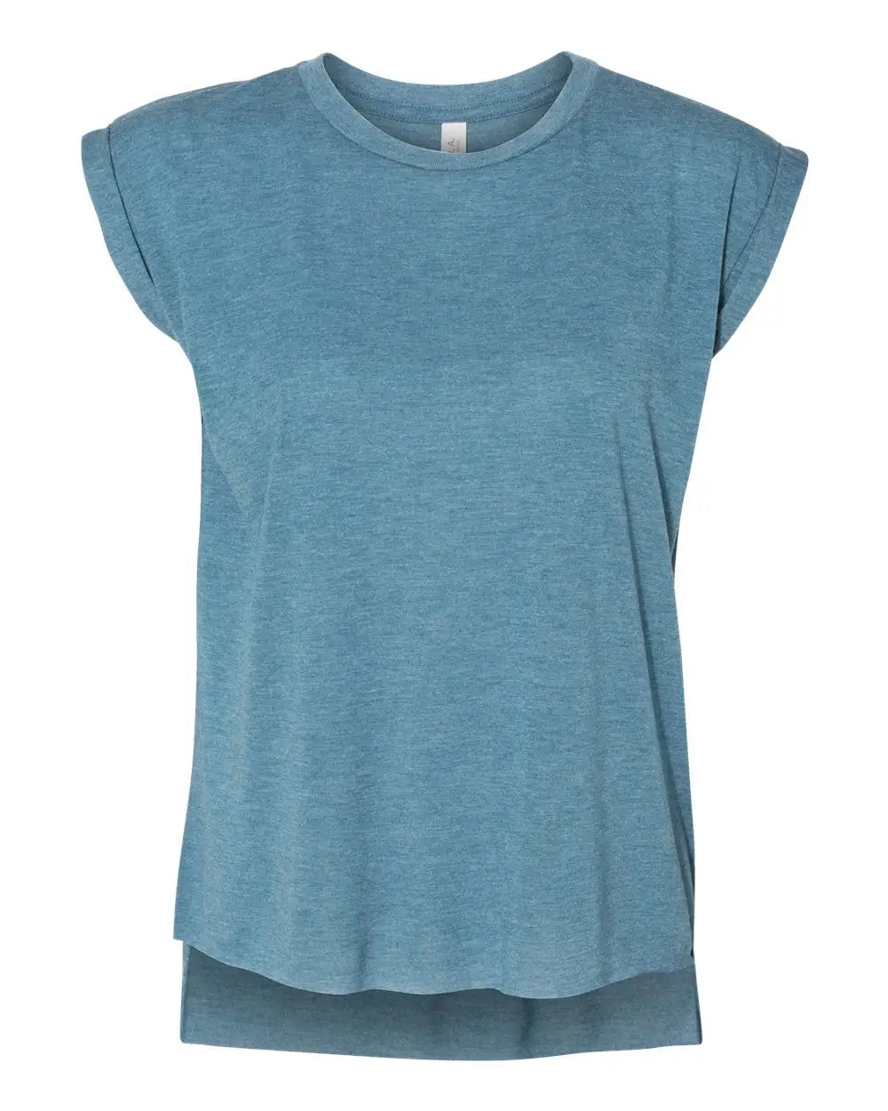 Bella + Canvas 8804 Women’s Flowy Rolled Cuffs Muscle Tee - Heather Deep Teal - s