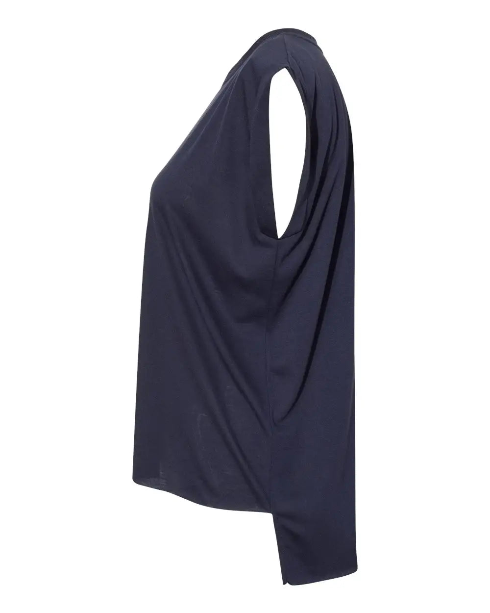 Bella + Canvas 8804 Women’s Flowy Rolled Cuffs Muscle Tee - Midnight