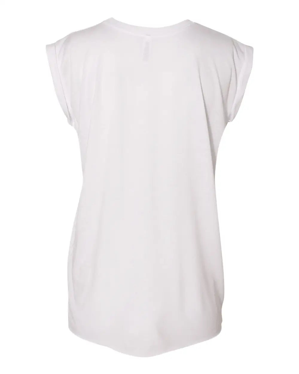 Bella + Canvas 8804 Women’s Flowy Rolled Cuffs Muscle Tee - White - s
