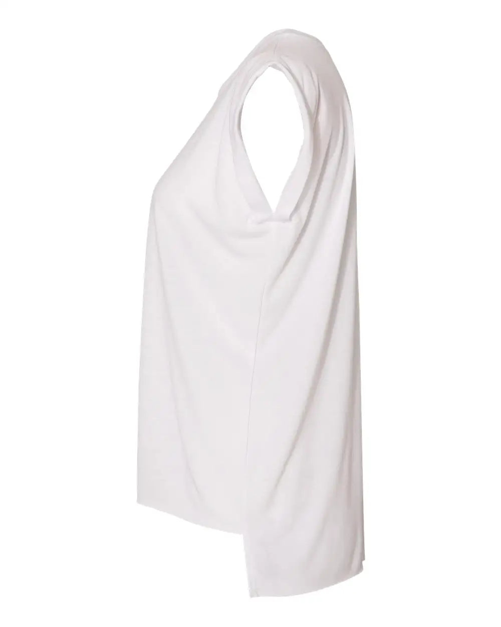 Bella + Canvas 8804 Women’s Flowy Rolled Cuffs Muscle Tee - White