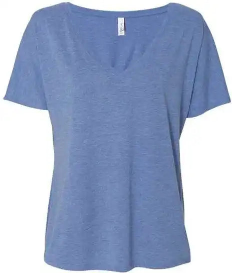 Bella + Canvas 8815 Womens Slouchy V-neck Tee - Blue Triblend