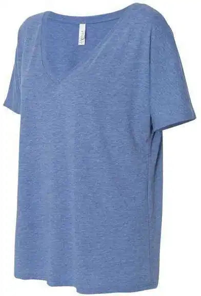 Bella + Canvas 8815 Womens Slouchy V-neck Tee - Blue Triblend