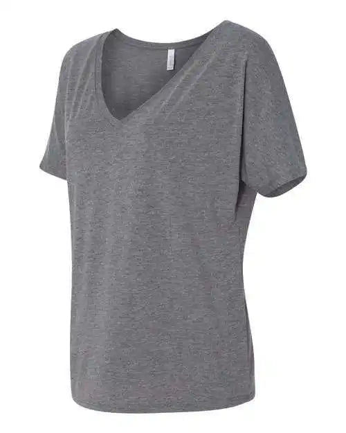 Bella + Canvas 8815 Womens Slouchy v Neck Tee Grey Triblend
