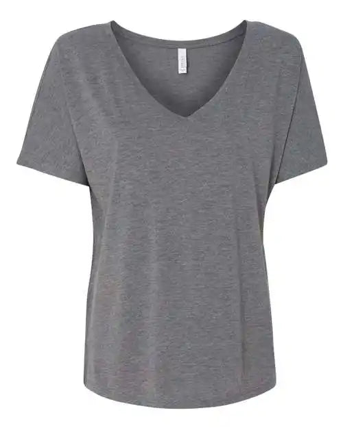 Bella + Canvas 8815 Womens Slouchy v Neck Tee Grey Triblend