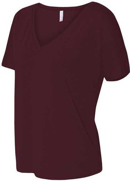 Bella + Canvas 8815 Womens Slouchy V-neck Tee - Maroon