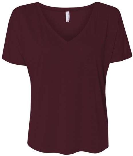 Bella + Canvas 8815 Womens Slouchy V-neck Tee - Maroon