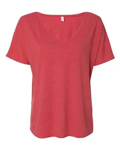Bella + Canvas 8815 Womens Slouchy V-neck Tee - Red Triblend
