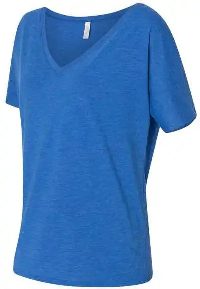 Bella + Canvas 8815 Womens Slouchy V-neck Tee - True Royal Triblend