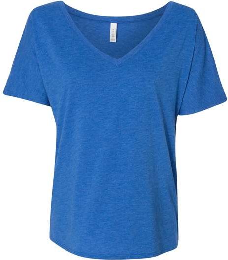 Bella + Canvas 8815 Womens Slouchy V-neck Tee - True Royal Triblend