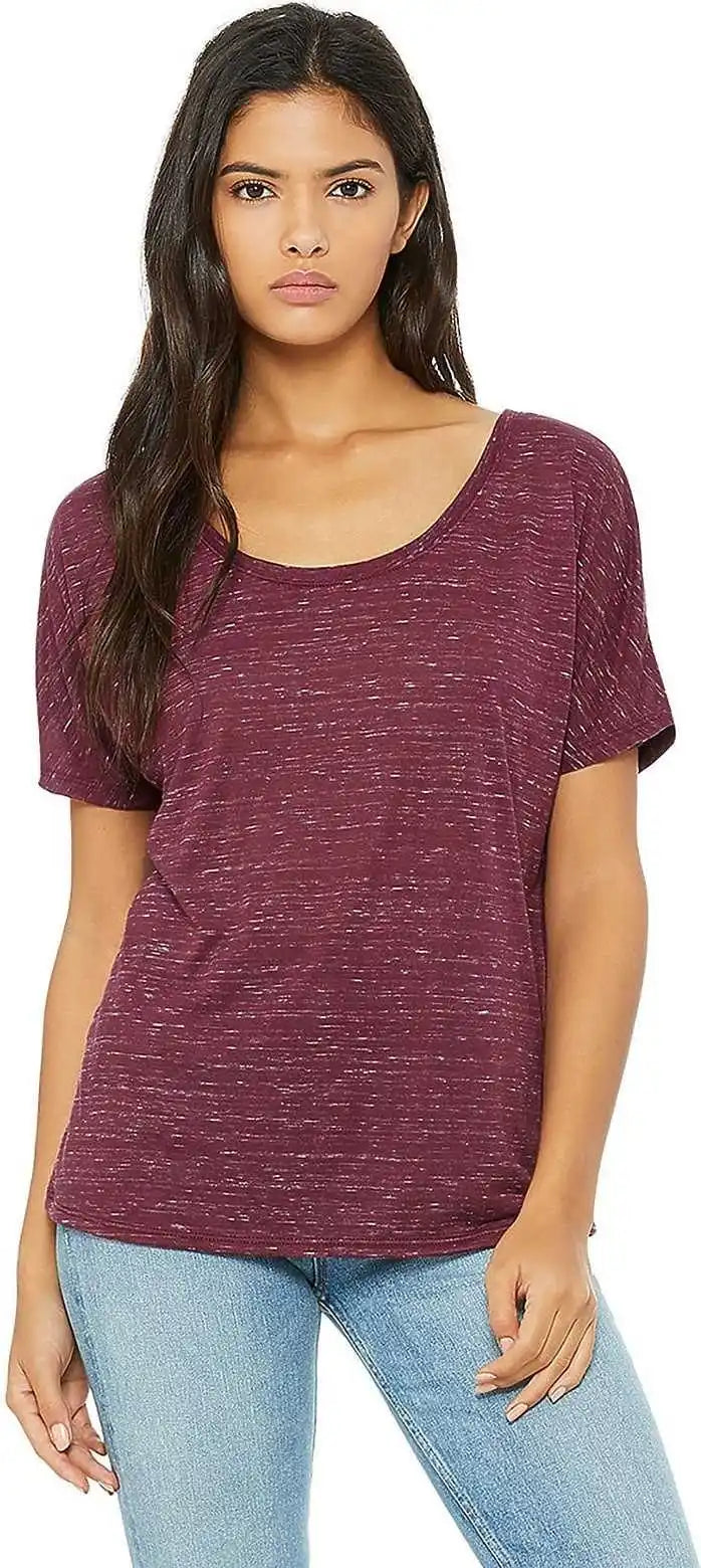 Bella + Canvas 8816 Women’s Slouchy Tee - Maroon Marble