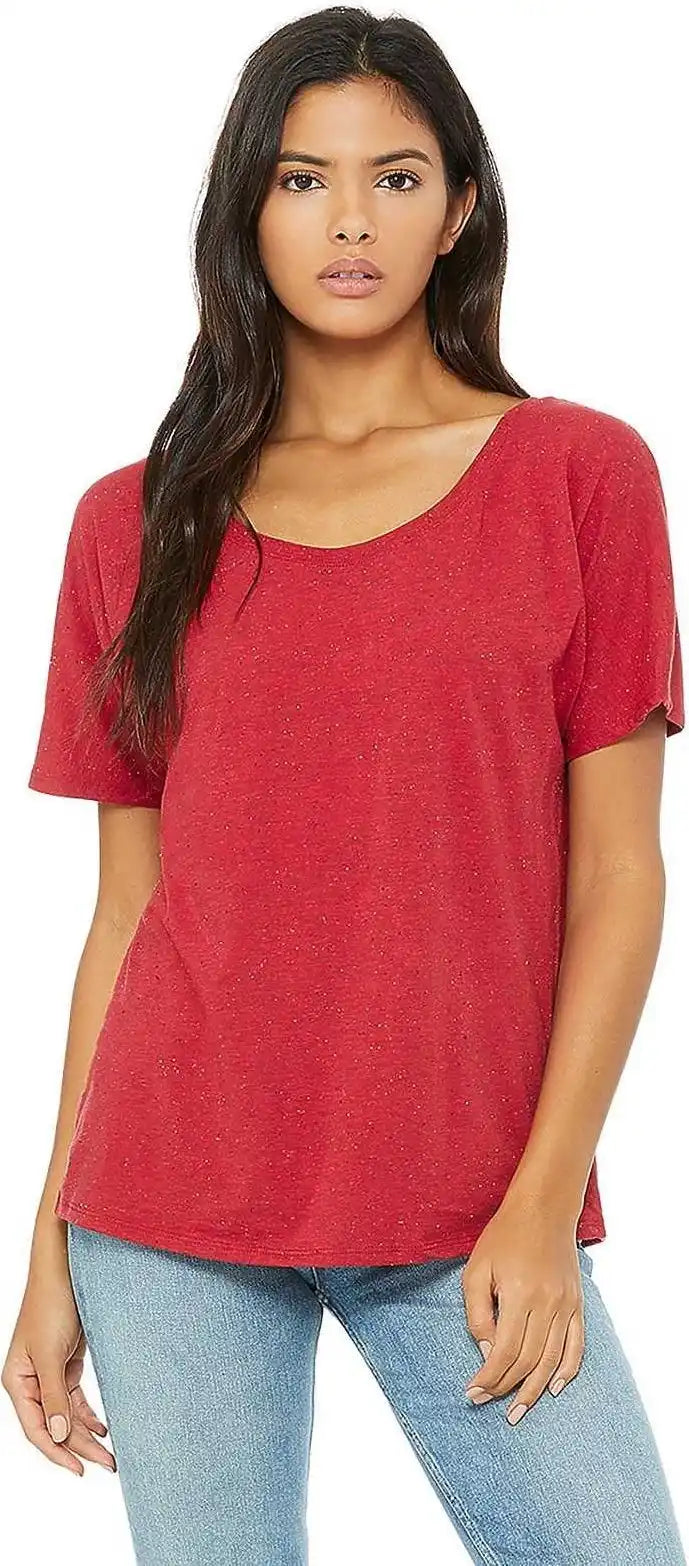 Bella + Canvas 8816 Women’s Slouchy Tee - Red Speckled