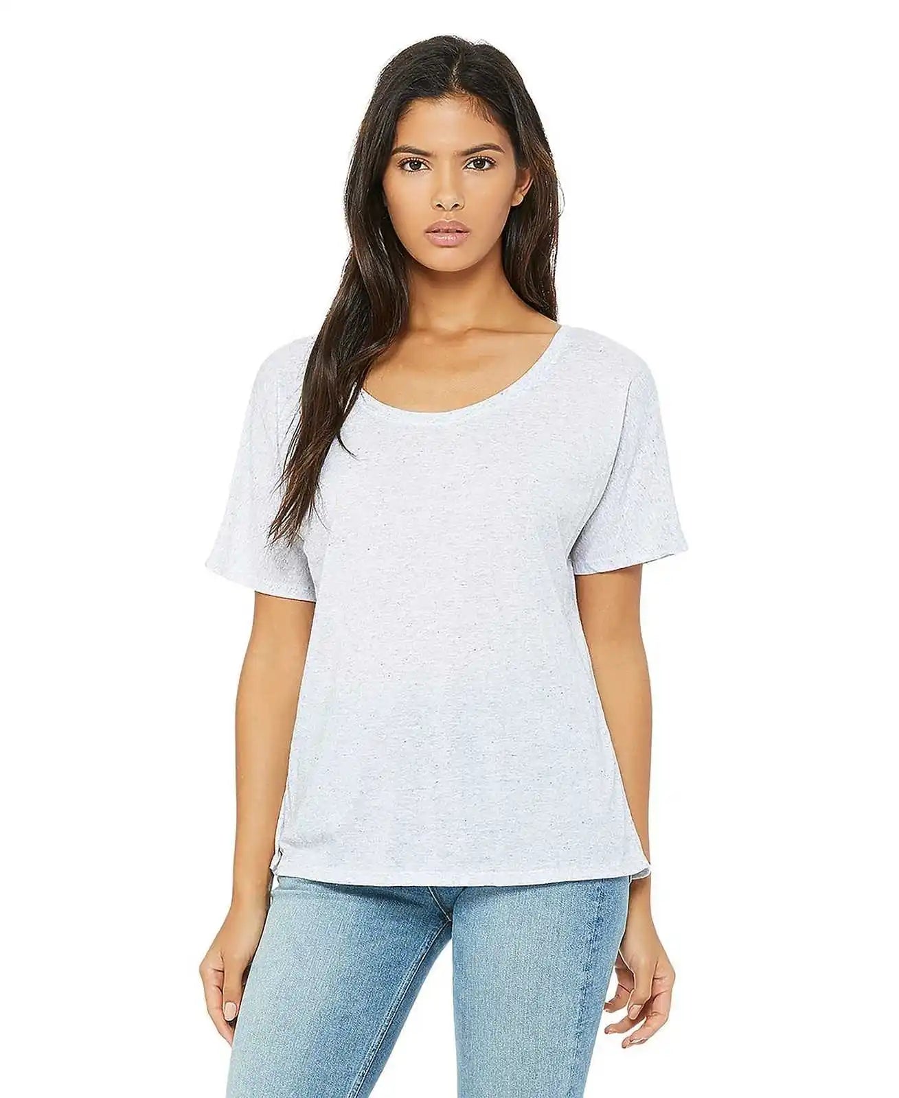 Bella + Canvas 8816 Women’s Slouchy Tee - White Fleck Triblend