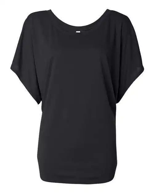 Bella + Canvas 8821 Womens Flowy Draped Dolman Tee - Black