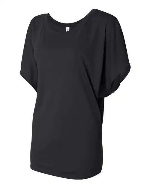 Bella + Canvas 8821 Womens Flowy Draped Dolman Tee - Black