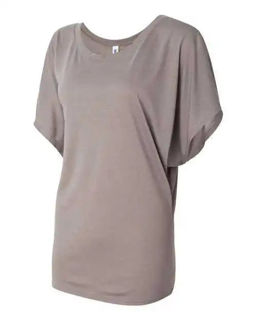 Bella + Canvas 8821 Womens Flowy Draped Dolman Tee Pebble Brown