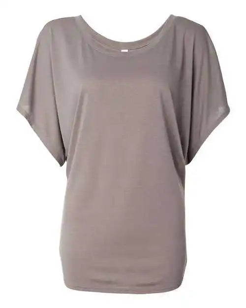 Bella + Canvas 8821 Womens Flowy Draped Dolman Tee Pebble Brown