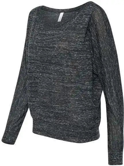 Bella + Canvas 8850 Womens Flowy off Shoulder Long Sleeve Tee - Black Marble
