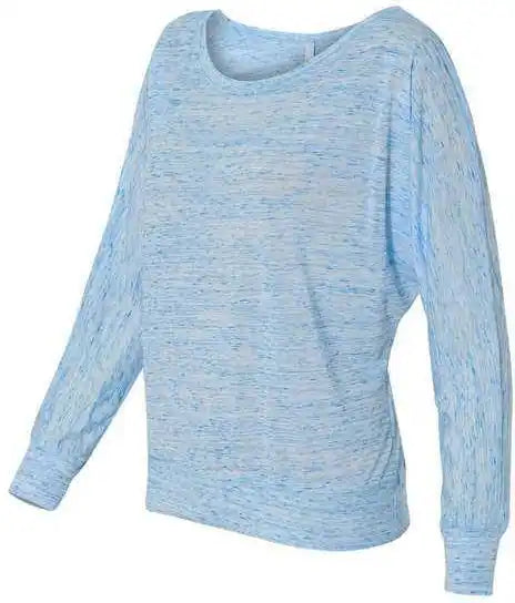Bella + Canvas 8850 Womens Flowy off Shoulder Long Sleeve Tee - Blue Marble