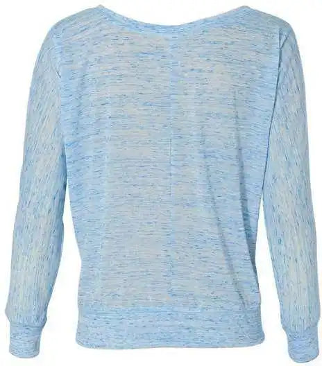 Bella + Canvas 8850 Womens Flowy off Shoulder Long Sleeve Tee Blue Marble