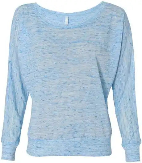 Bella + Canvas 8850 Womens Flowy off Shoulder Long Sleeve Tee - Blue Marble