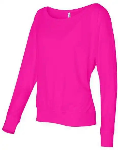 Bella + Canvas 8850 Womens Flowy off Shoulder Long Sleeve Tee - Neon Pink