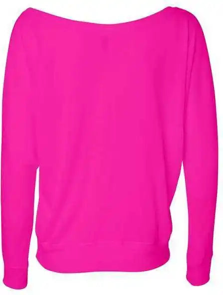 Bella + Canvas 8850 Womens Flowy off Shoulder Long Sleeve Tee - Neon Pink