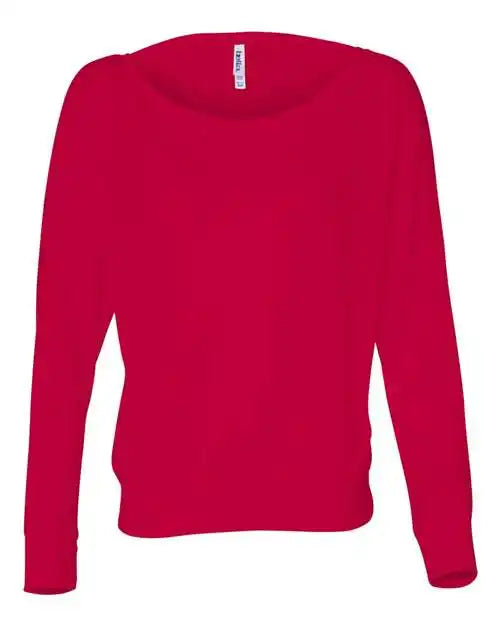 Bella + Canvas 8850 Womens Flowy off Shoulder Long Sleeve Tee - Red