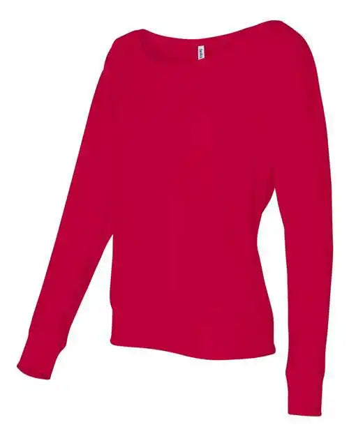Bella + Canvas 8850 Womens Flowy off Shoulder Long Sleeve Tee - Red