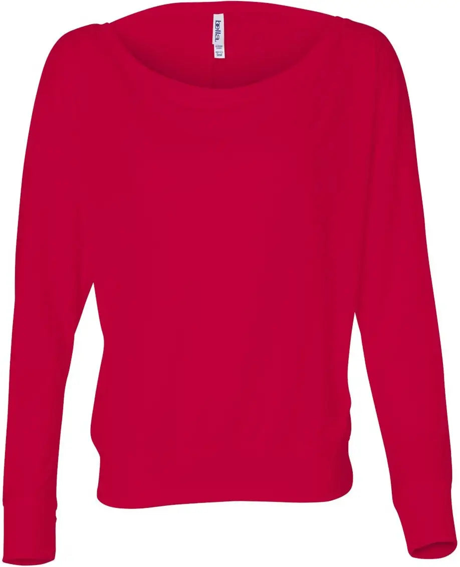 Bella + Canvas 8850b Women’s Flowy off Shoulder Long Sleeve Tee - 8850 - Red - Ladies Xs