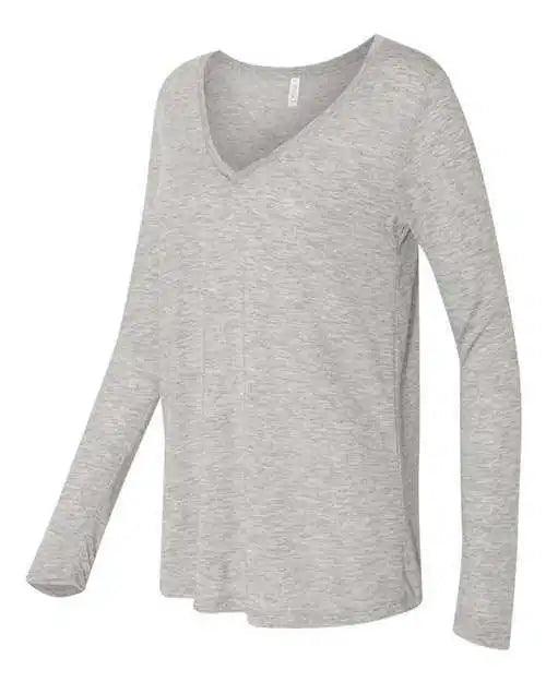 Bella + Canvas 8855 Women’s Flowy Long Sleeve v Neck Tee Athletic Heather