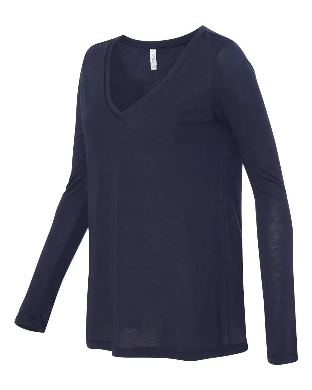 Bella + Canvas 8855 Women’s Flowy Long Sleeve V-neck Tee - Midnight / s
