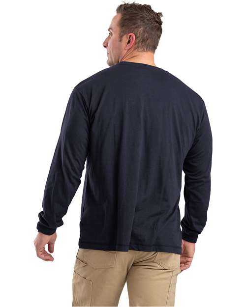 Berne Apparel Bsm39 Men’s Performance Long Sleeve Pocket T-shirt - Navy