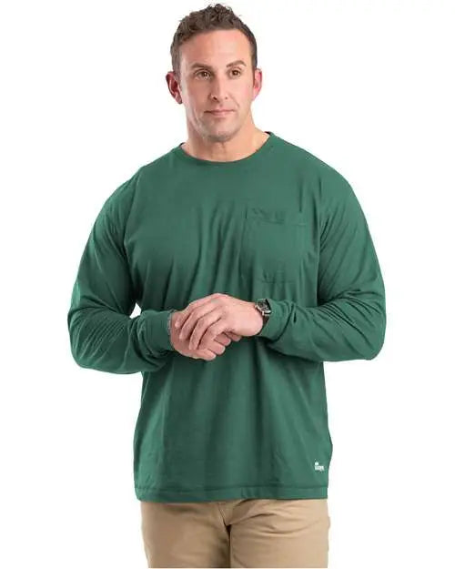 Berne Apparel Bsm39 Performance Long Sleeve Pocket T-shirt - Pine - Adult s