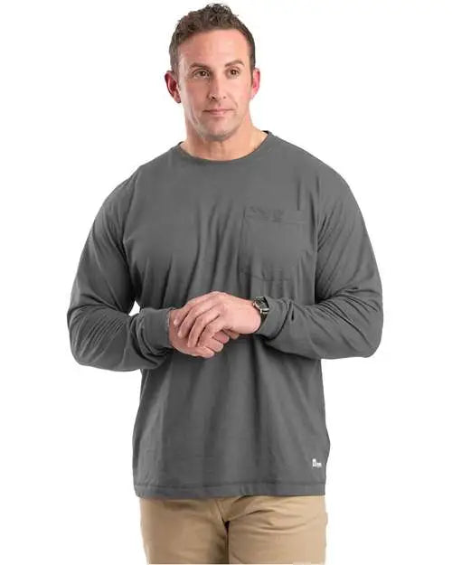Berne Apparel Bsm39t Tall Performance Long Sleeve Pocket T-shirt - Slate - Adult l