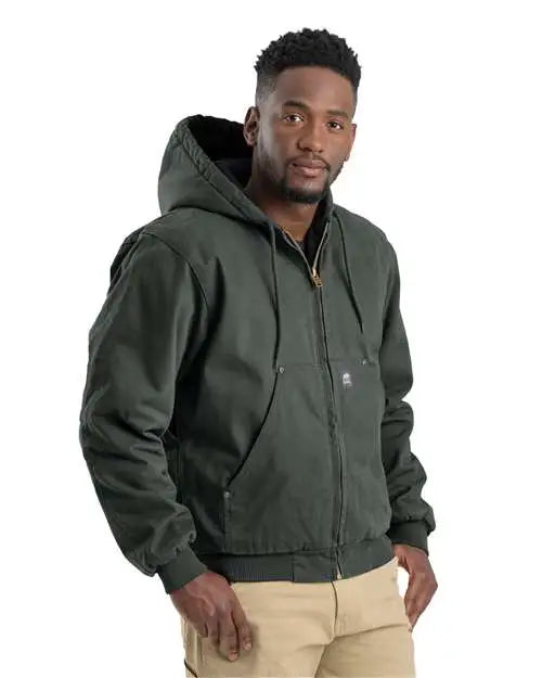 Berne Apparel Hj375 Heartland Washed Cotton Duck Hooded Jacket - Moss - Adult s