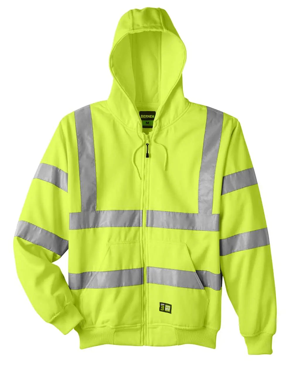 Berne Apparel Hvf021 Hi-vis Class 3 Lined Hooded Sweatshirt - Yellow / Adult s