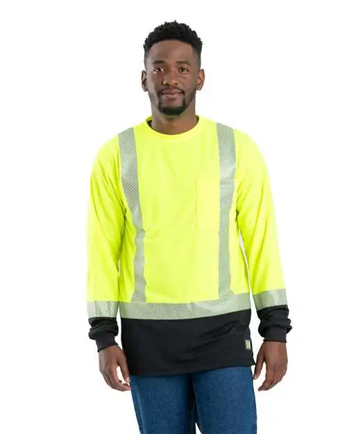 Berne Apparel Hvk018 Hi-vis Class 3 Color Blocked T-shirt - Yellow / Adult m