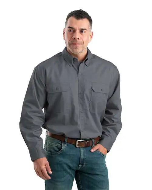 Berne Apparel Sh21 Utility Lightweight Canvas Woven Dress Shirt - Titanium - Adult s