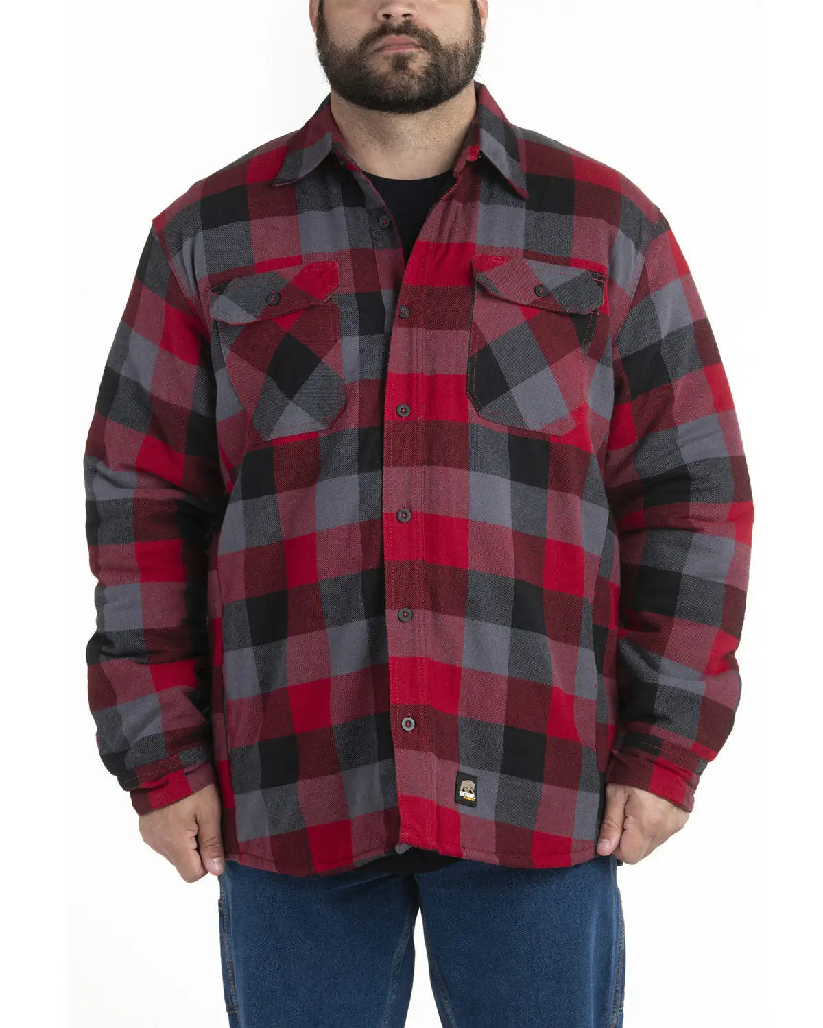 Berne Apparel Sh69 Timber Flannel Shirt Jacket - Plaid Red