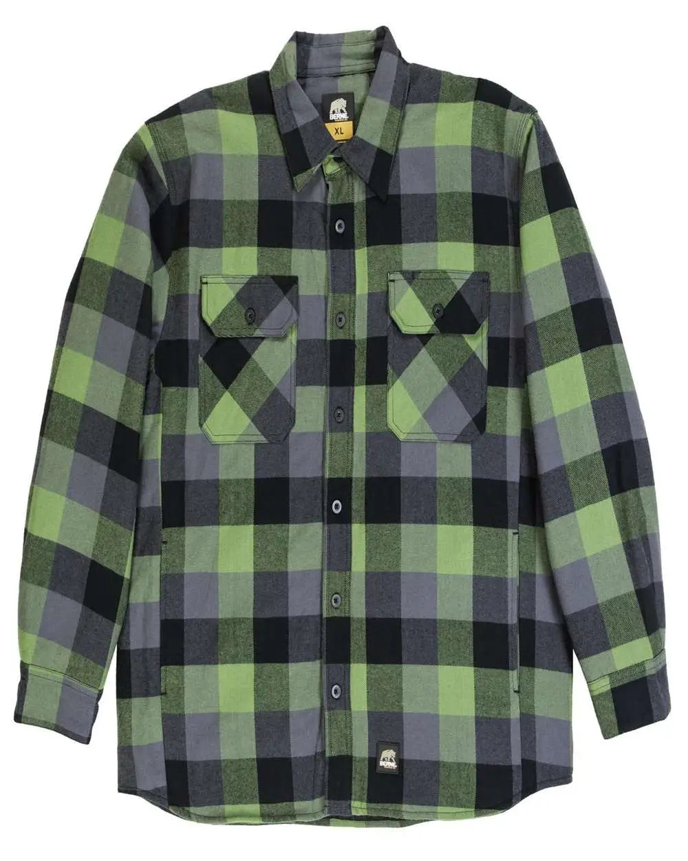 Berne Apparel Sh69t Tall Timber Flannel Shirt Jacket - Plaid Green - Adult Mt