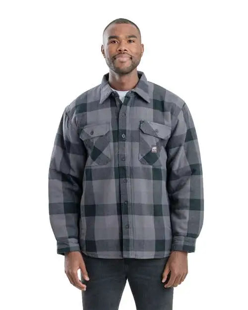 Berne Apparel Sh69t Tall Timber Flannel Shirt Jacket - Plaid Slate - Adult Mt